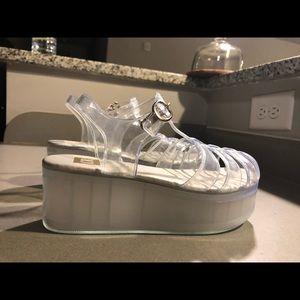 NWT Clearly jelly platform sandals size 5